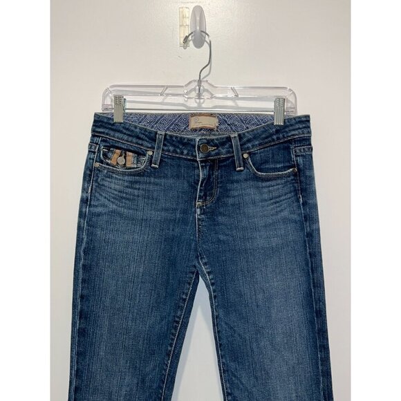 Paige Vintage Y2K  Blue Denim Canyon Low Rise Embroidered Flare Jeans Women's Si - Picture 2 of 12